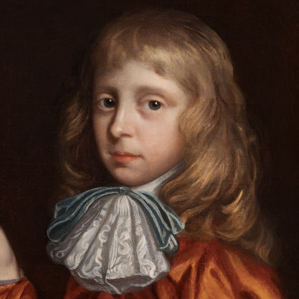 c.1680 Portrait of a Boy Gentleman and Pet Dog; Circle of Mary Beale (c.1633-c.1699), Antique oil on canvas painting View IV