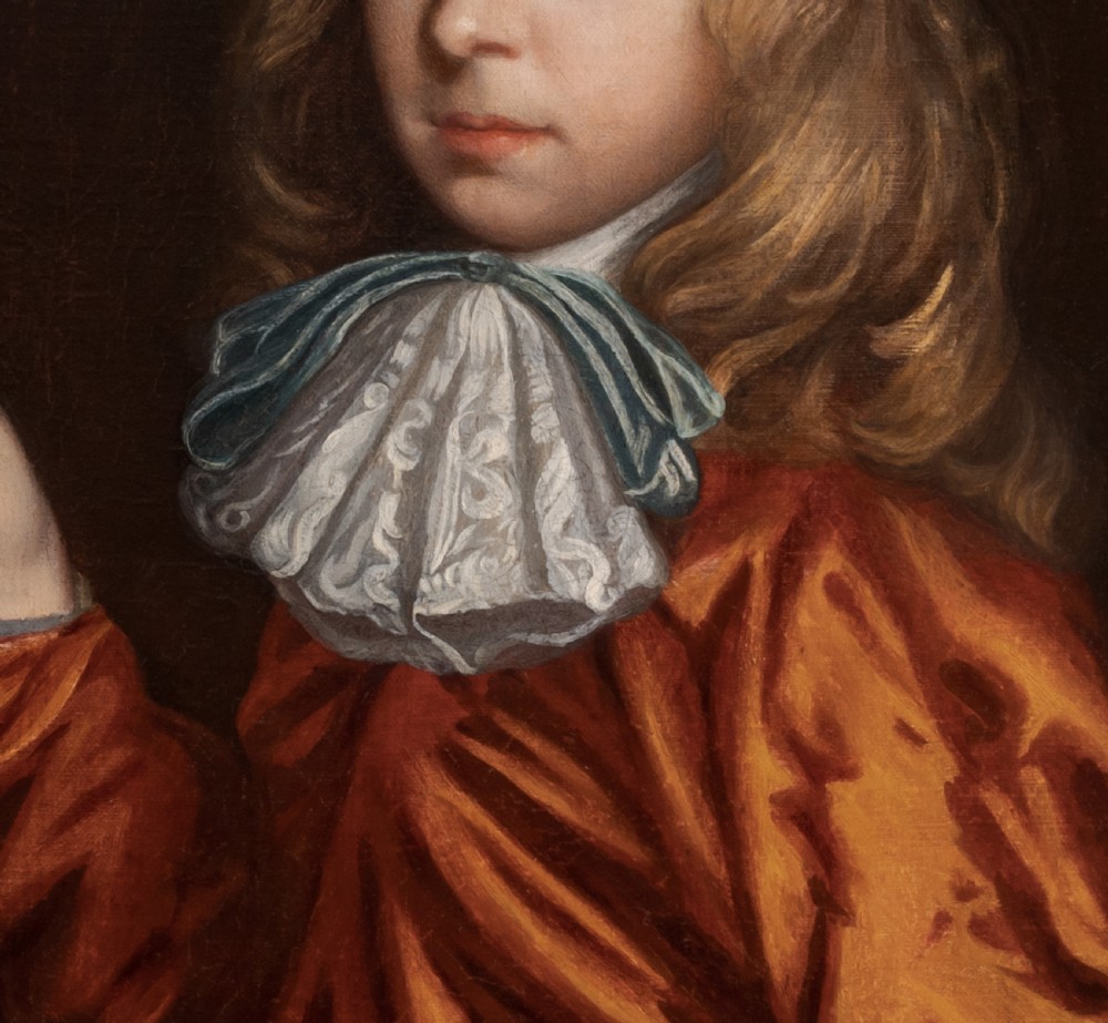 c.1680 Portrait of a Boy Gentleman and Pet Dog; Circle of Mary Beale (c.1633-c.1699), Antique oil on canvas painting View V