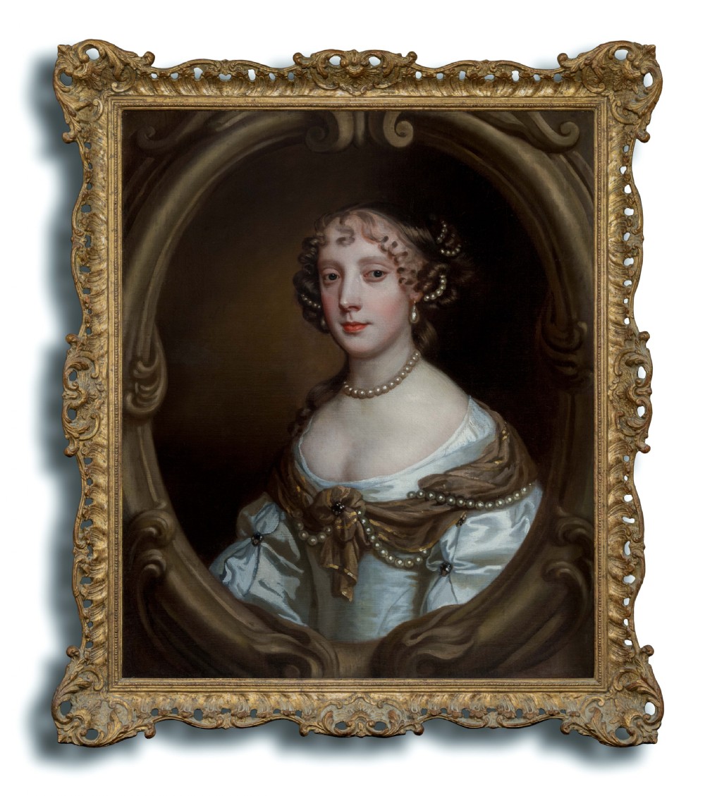 c.1665 Portrait of Lady, Grace Saunderson, Viscountess Castleton; Sir Peter Lely and Studio (1618-1680), Antique oil on canvas painting