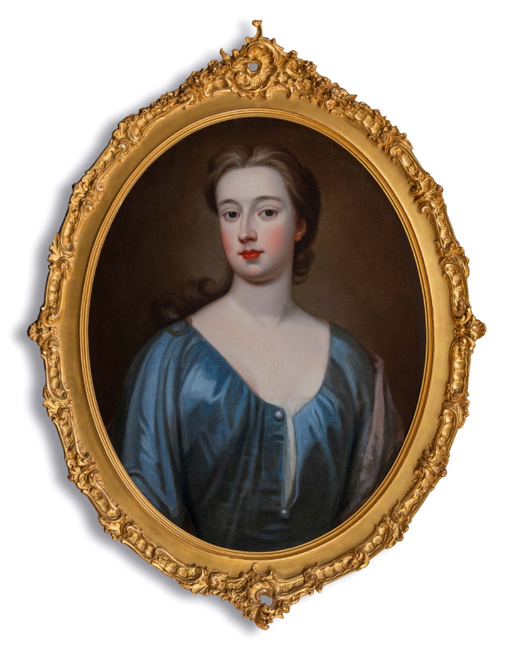 c.1720 Portrait of a Lady in a Blue Silk Dress; Circle of Jonathan Richardson (1667-1745), Antique oil on canvas painting
