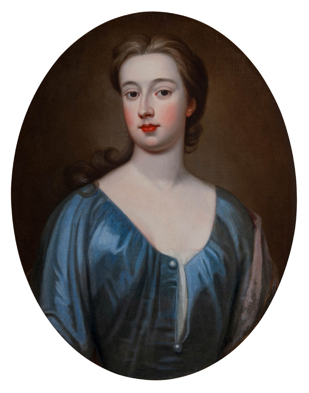 c.1720 Portrait of a Lady in a Blue Silk Dress; Circle of Jonathan Richardson (1667-1745), Antique oil on canvas painting View III