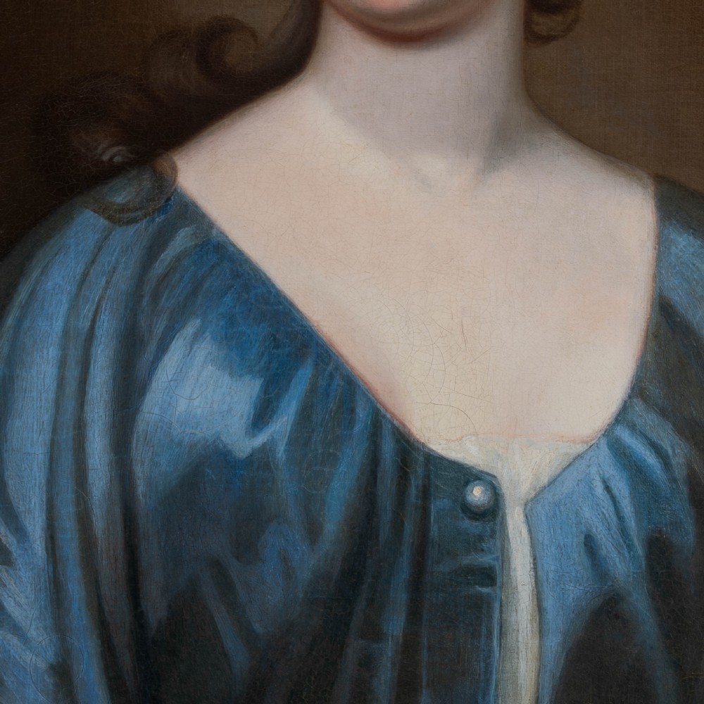 c.1720 Portrait of a Lady in a Blue Silk Dress; Circle of Jonathan Richardson (1667-1745), Antique oil on canvas painting View V