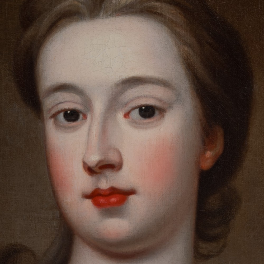c.1720 Portrait of a Lady in a Blue Silk Dress; Circle of Jonathan Richardson (1667-1745), Antique oil on canvas painting View VII