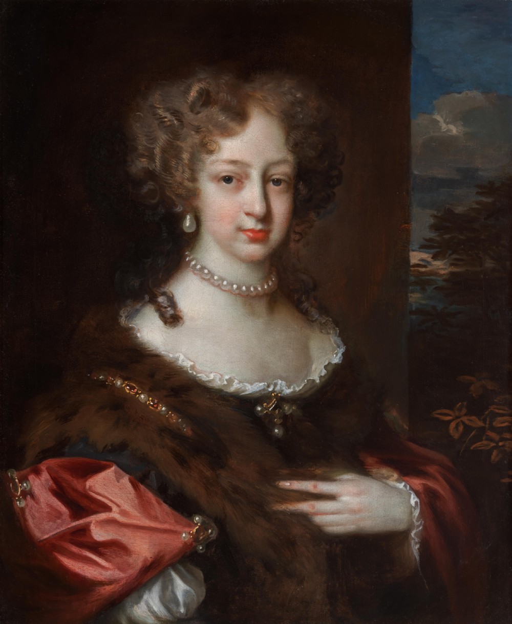c.1675 Portrait of a Lady with a Crimson Wrap and Fur; Jacob Huysmans (c.1633-1696) Dutch Old Master, Antique oil on canvas painting View III