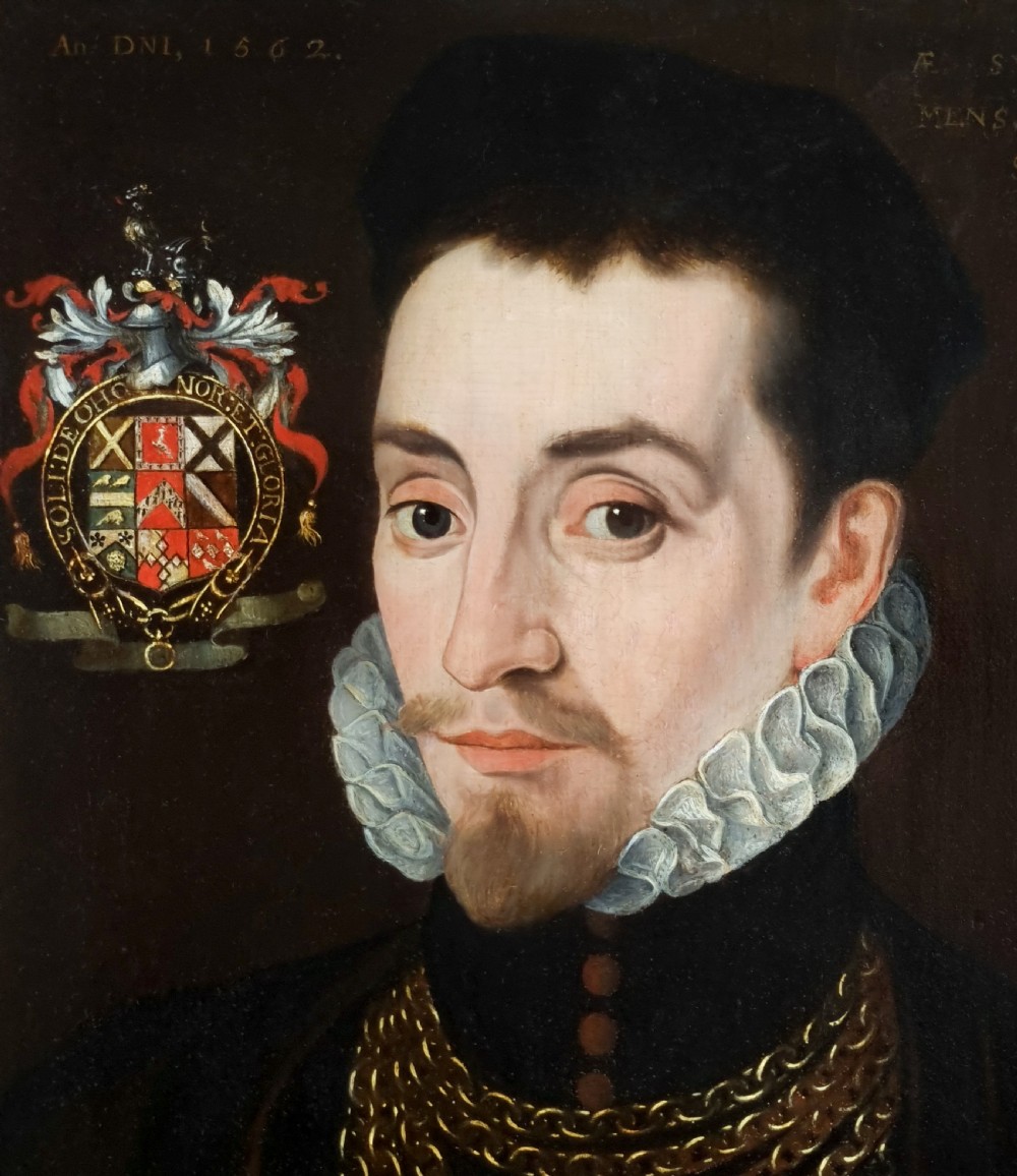Portrait of an Elizabethan Gentleman, Edmund Huddleston, Dated 1562; Follower of George Gower (1540-1596), Oil on panel painting View IV