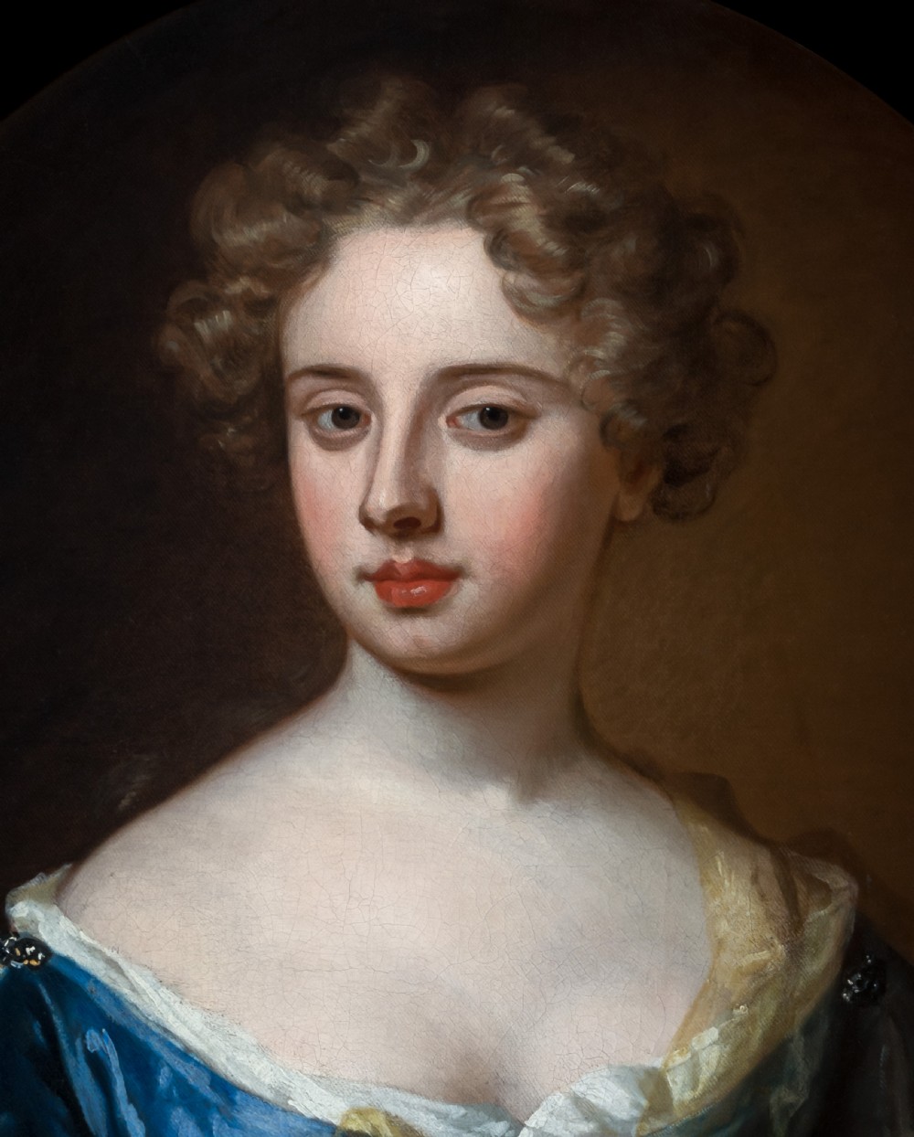 c.1675 Portrait of a Lady in a Blue Gown Holding a Sheer Scarf; Studio of Sir Godfrey Kneller (1646-1723), Oil on canvas painting View VI