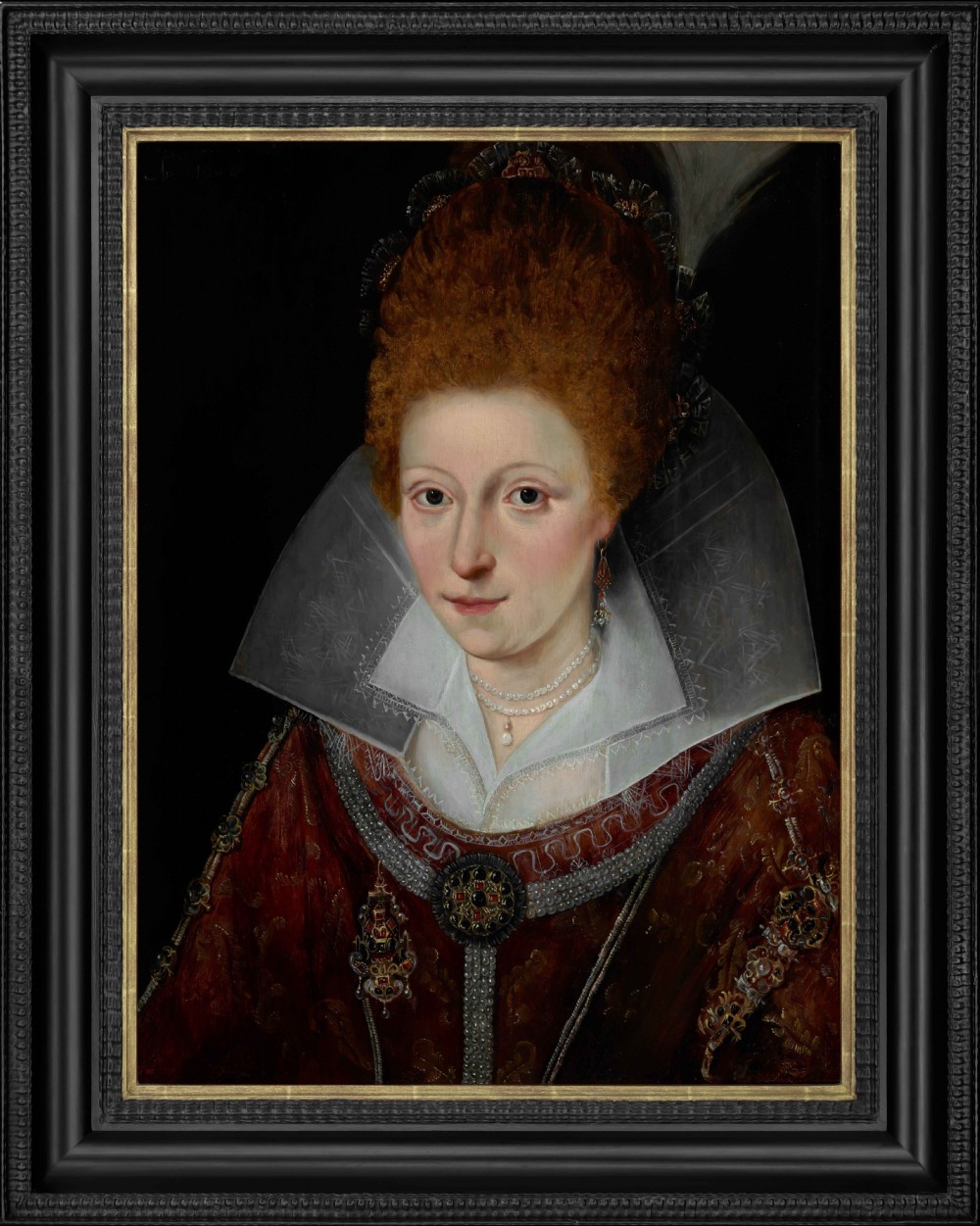 Dated 1606 Portrait of Princess Elizabeth, later Queen of Bohemia; Circle of Robert Peake the Elder (c.1551-1626), Oil painting on panel