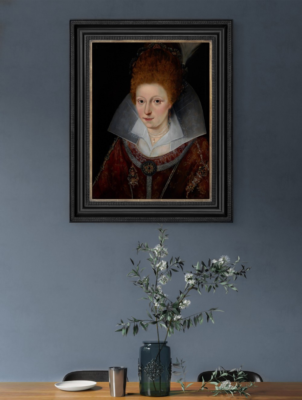 Dated 1606 Portrait of Princess Elizabeth, later Queen of Bohemia; Circle of Robert Peake the Elder (c.1551-1626), Oil painting on panel View IX