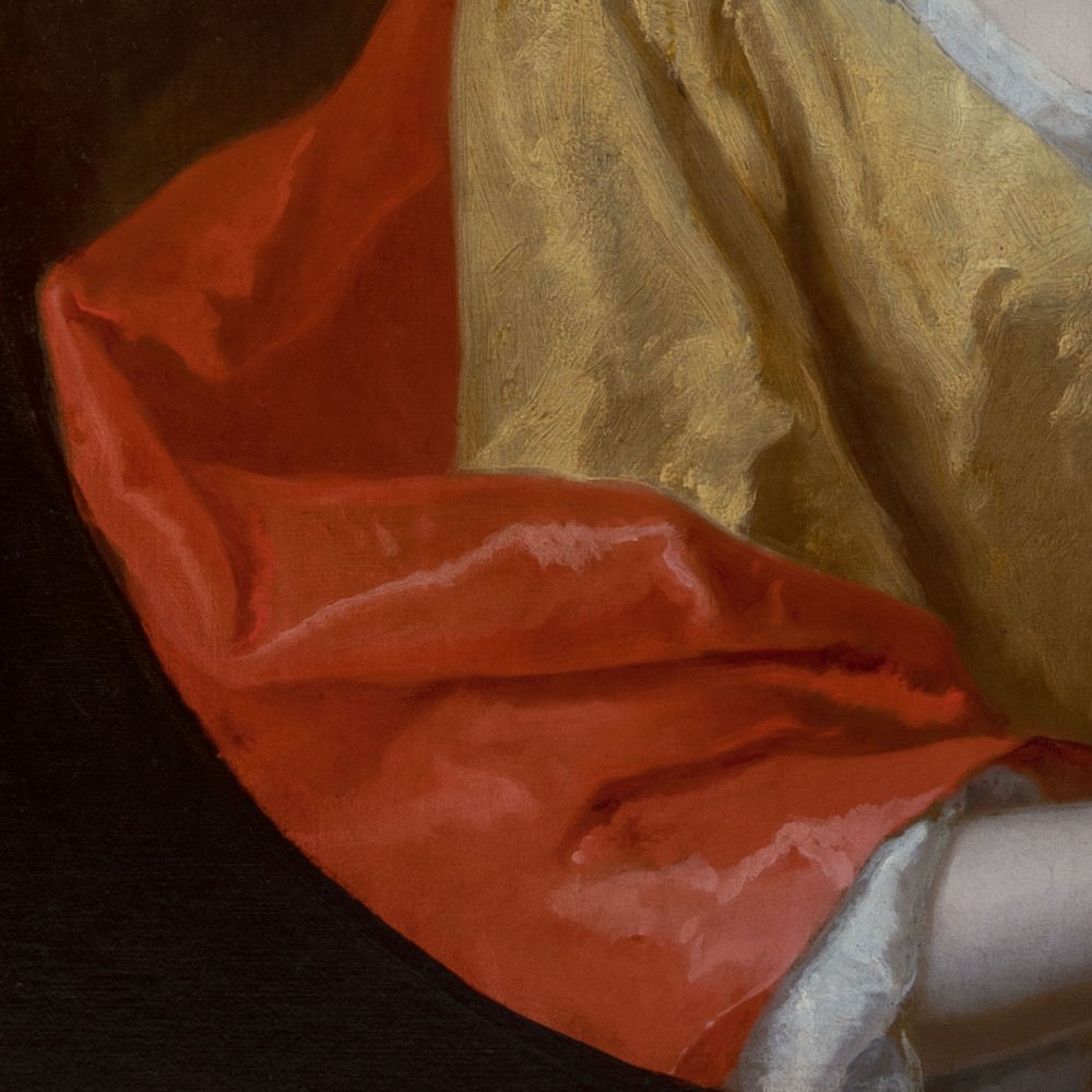 c.1698 Portrait of Lady Mary Capel, Countess of Essex in Yellow Silk Dress & Red Mantle; Circle of Sir Godfrey Kneller, Oil on canvas painting View V
