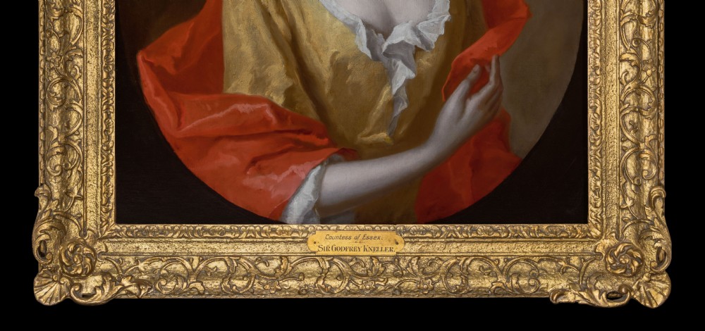c.1698 Portrait of Lady Mary Capel, Countess of Essex in Yellow Silk Dress & Red Mantle; Circle of Sir Godfrey Kneller, Oil on canvas painting View VI