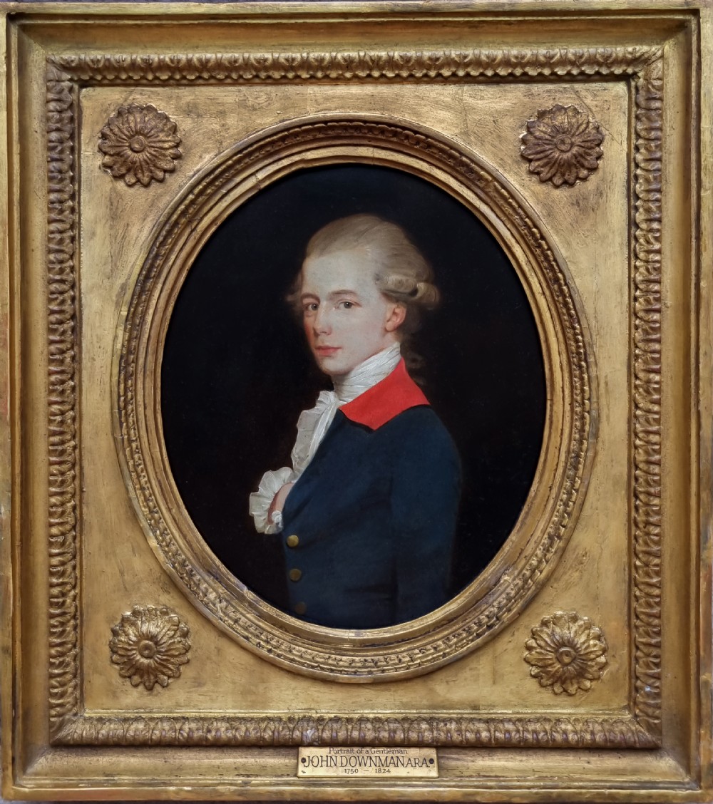 Portrait of a Gentleman, William Kennaway in a Blue Coat, Signed & Dated 1779; by John Downman (1750-1824), Oil on copper Painting