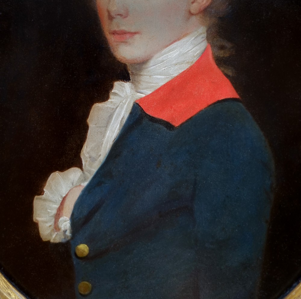 Portrait of a Gentleman, William Kennaway in a Blue Coat, Signed & Dated 1779; by John Downman (1750-1824), Oil on copper Painting View IV
