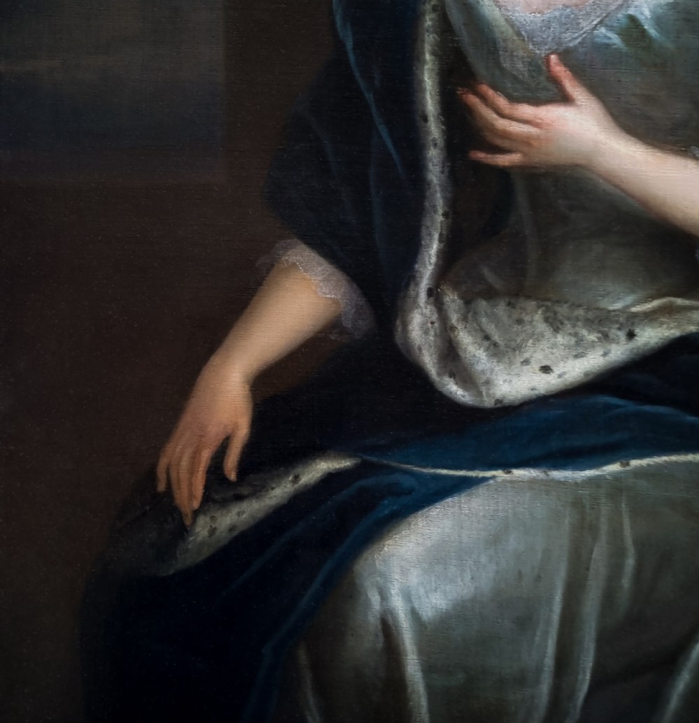 Portrait of a Lady, Frances, Viscountess Scudamore in a Silver Dress and Blue Cloak c.1709-1719; By Charles Jervas (1675-1739), Oil on canvas painting View VI