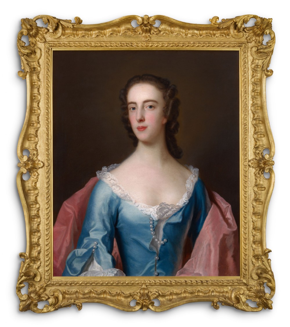 c.1750 Portrait of a Lady, Dorothy Wood; by John Heins, Fine Carved GIlded Frame, Oil on canvas painting View II