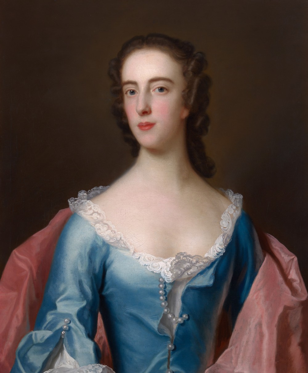 c.1750 Portrait of a Lady, Dorothy Wood; by John Heins, Fine Carved GIlded Frame, Oil on canvas painting View VI