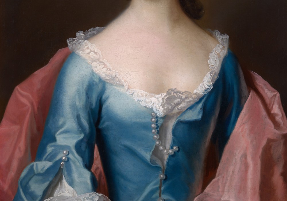 c.1750 Portrait of a Lady, Dorothy Wood; by John Heins, Fine Carved GIlded Frame, Oil on canvas painting View VIII