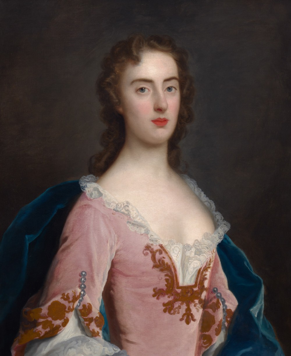 c.1750 Portrait of a Lady, Jane Wood in a Pink Dress, Fine Carved and Gilded Frame; By John Theodore Heins (1697-1756), Oil on canvas painting View IX