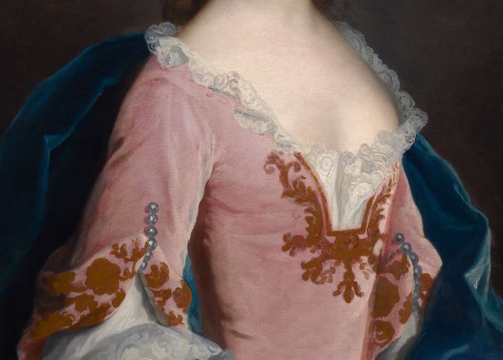 c.1750 Portrait of a Lady, Jane Wood in a Pink Dress, Fine Carved and Gilded Frame; By John Theodore Heins (1697-1756), Oil on canvas painting View XII