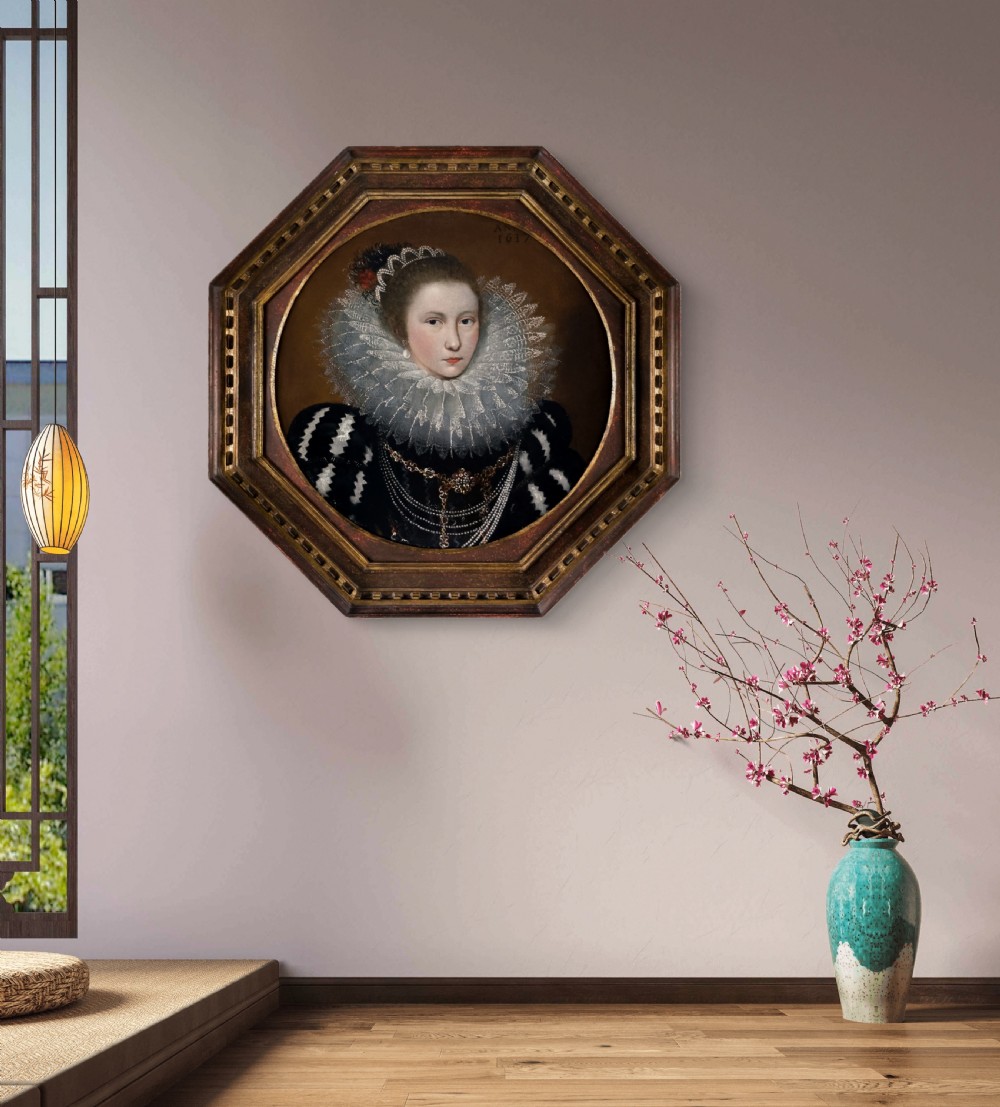 Portrait of a Young Lady in an Elaborate Ruff, dated 1617; Circle of Frans Pourbus the Younger (1569–1622), Oil on canvas painting View II