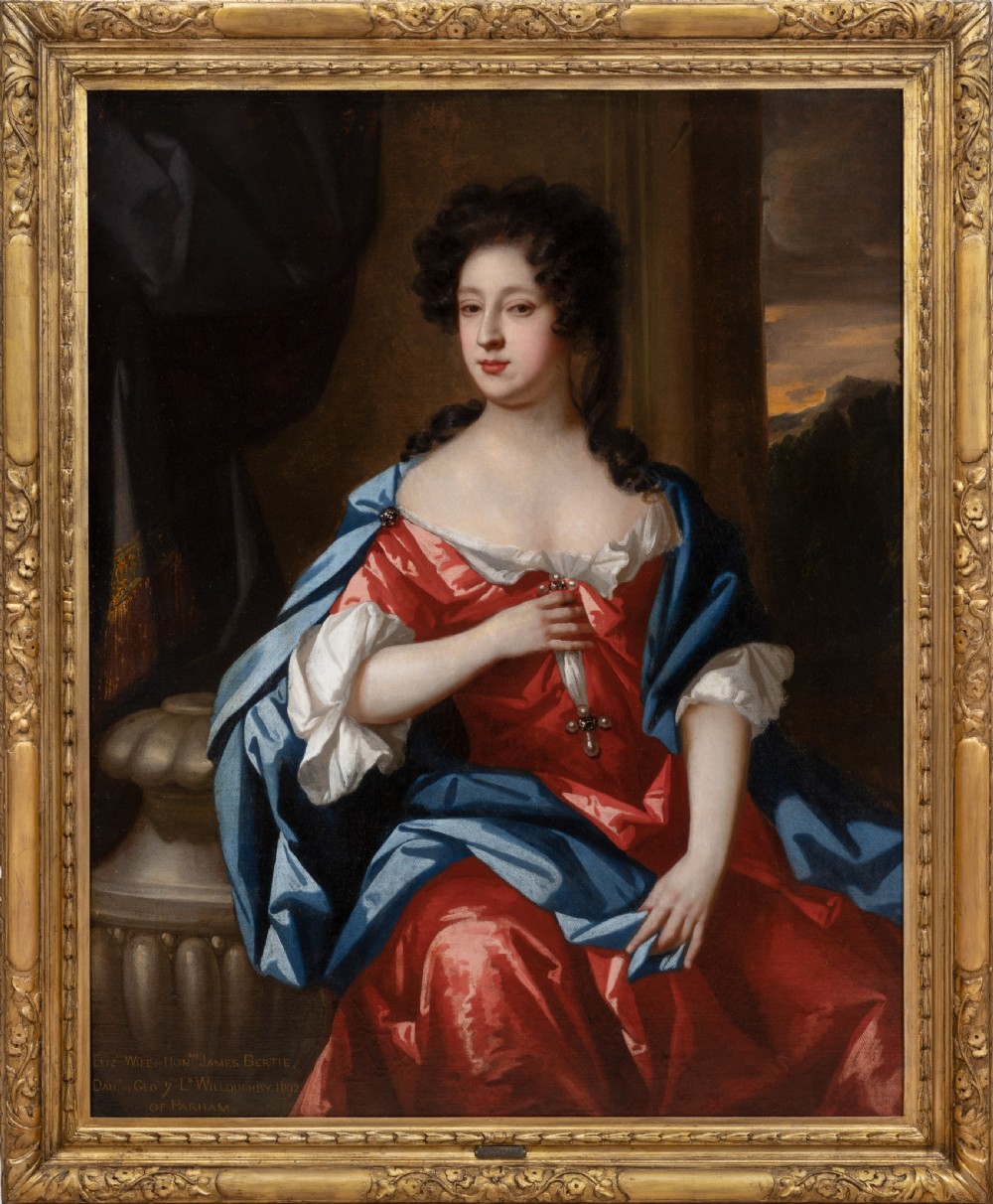 Portrait of Lady Elizabeth Bertie nee Willoughby, Inscribed 1692; Attributed to Jan van der Vaart (c.1647-1727), Oil on canvas painting
