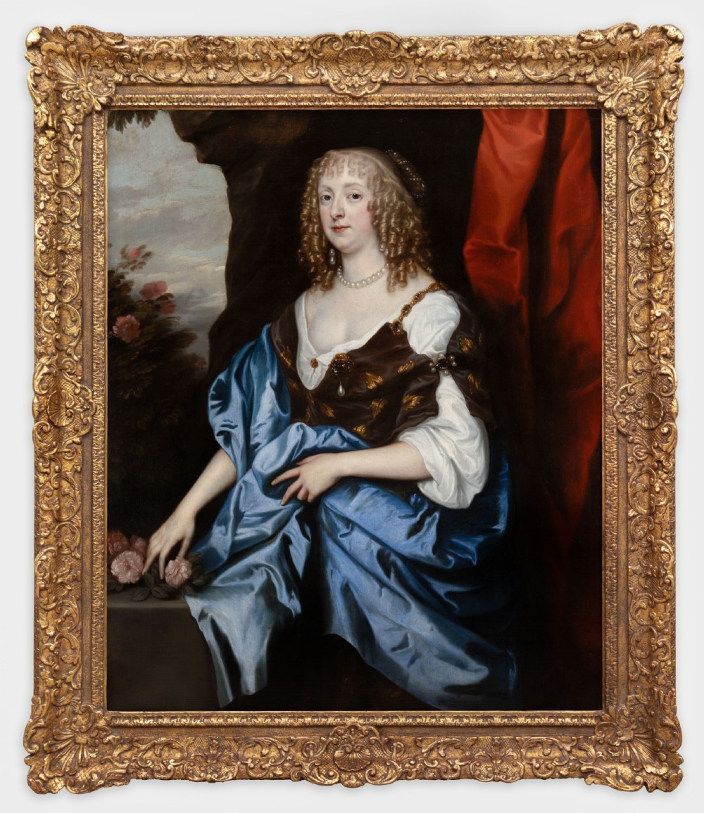 Portrait of Catherine Murray, later Countess of Dysart, Beside a Plinth with Pink Roses, 17th Century; After Sir Anthony Van Dyck, Oil on canvas painting