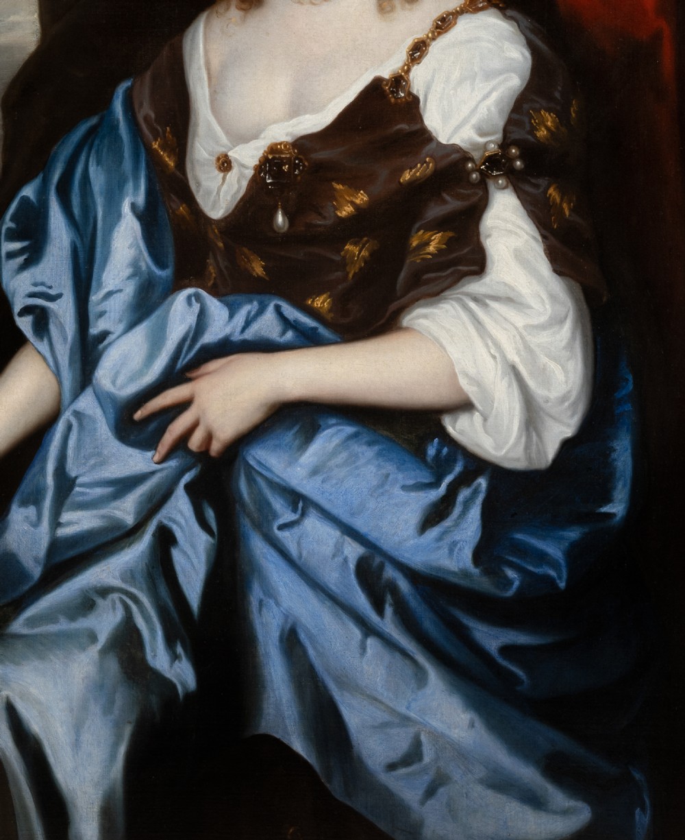 Portrait of Catherine Murray, later Countess of Dysart, Beside a Plinth with Pink Roses, 17th Century; After Sir Anthony Van Dyck, Oil on canvas painting View X