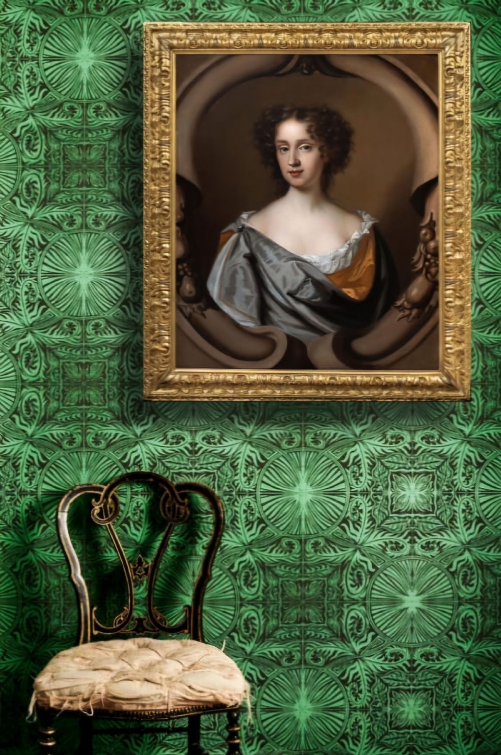 c.1675 Portrait of a Lady in a Russet Dress and Blue Wrap, by Mary Beale, oil on canvas View II