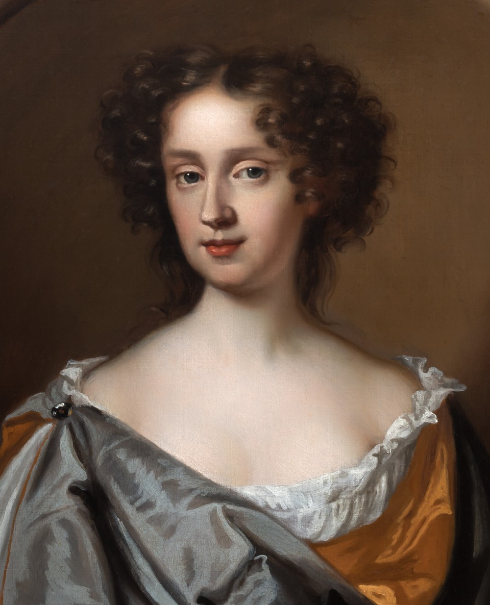 c.1675 Portrait of a Lady in a Russet Dress and Blue Wrap, by Mary Beale, oil on canvas View III