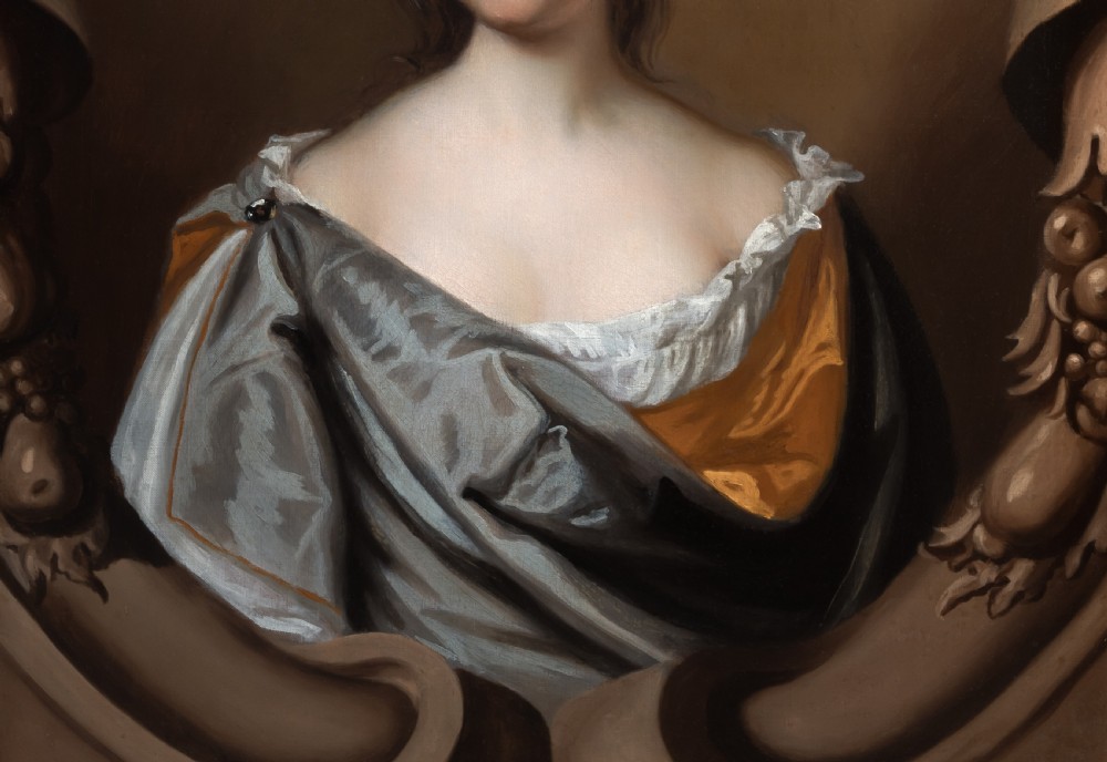 c.1675 Portrait of a Lady in a Russet Dress and Blue Wrap, by Mary Beale, oil on canvas View V