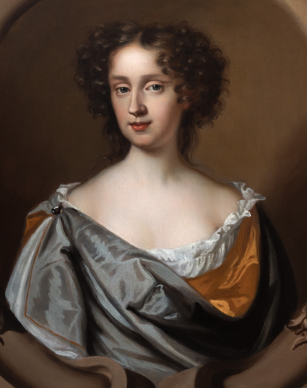 c.1675 Portrait of a Lady in a Russet Dress and Blue Wrap, by Mary Beale, oil on canvas View VII