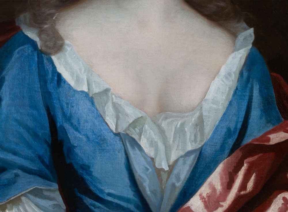 c.1695 Portrait of a Lady in Blue Silk Dress and Crimson Mantle; by Thomas Murray (1663–1735), Oil on canvas painting View VII