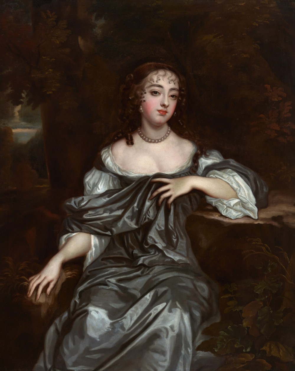 17th Century Portrait of Frances Lady Whitmore; Circle of Sir Peter Lely (1618-1680), Antique oil on canvas painting View IV