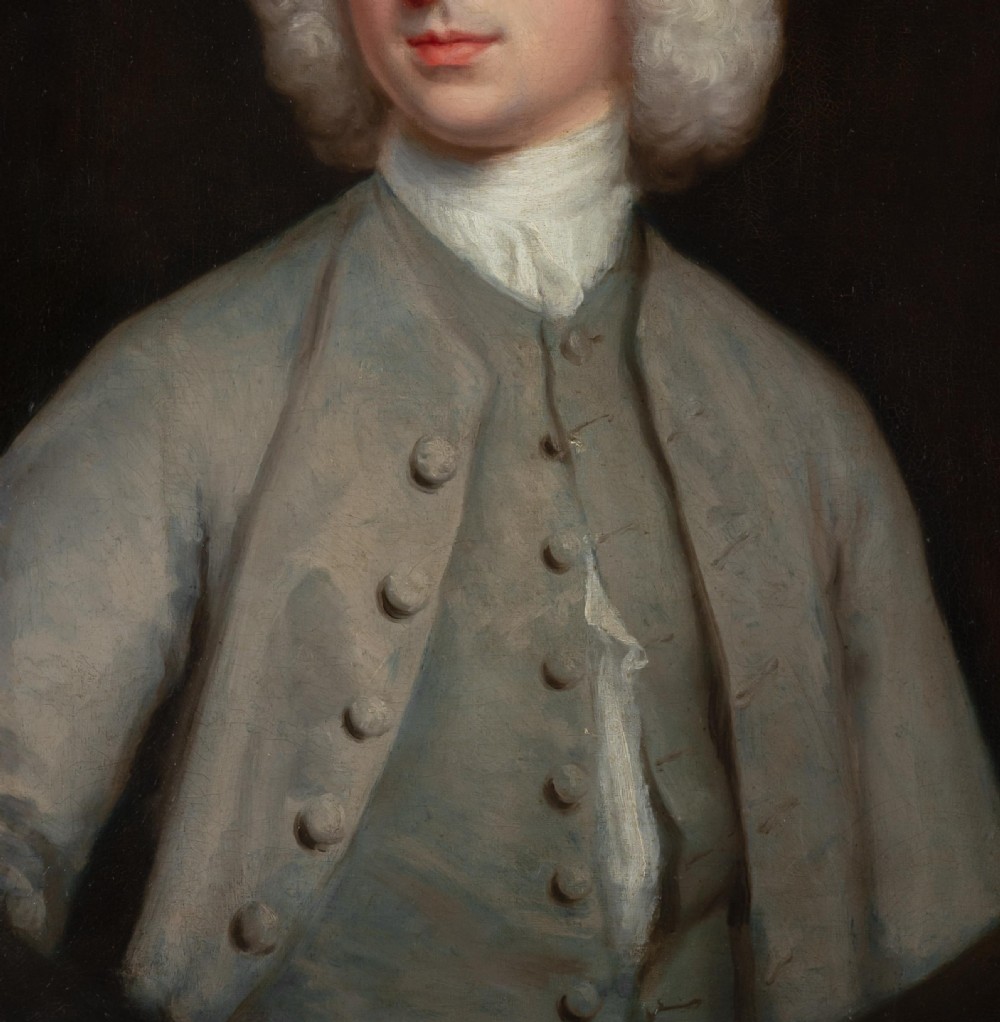 Portrait of a Gentleman in a Grey Coat and White Cravat c.1730; Attributed to Hans Hysing (1678-1753), Oil on canvas painting View IV
