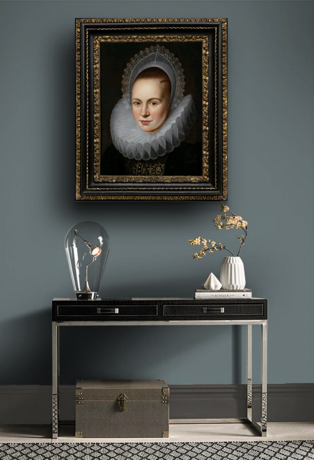 Portrait of a Lady in an Elaborate Ruff and White Coiff c.1616; Attributed to Cornelis van der Voort (c.1576-1624), Oil on canvas painting View II