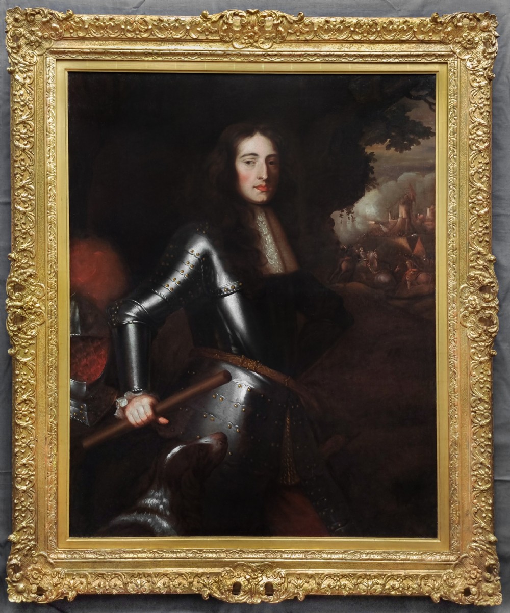 Portrait of William of Orange (1650–1702), later William III before a Battlefield c.1680; Circle of Peter Lely (1618-1680), Oil on canvas painting