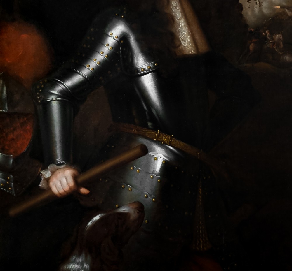 Portrait of William of Orange (1650–1702), later William III before a Battlefield c.1680; Circle of Peter Lely (1618-1680), Oil on canvas painting View VII