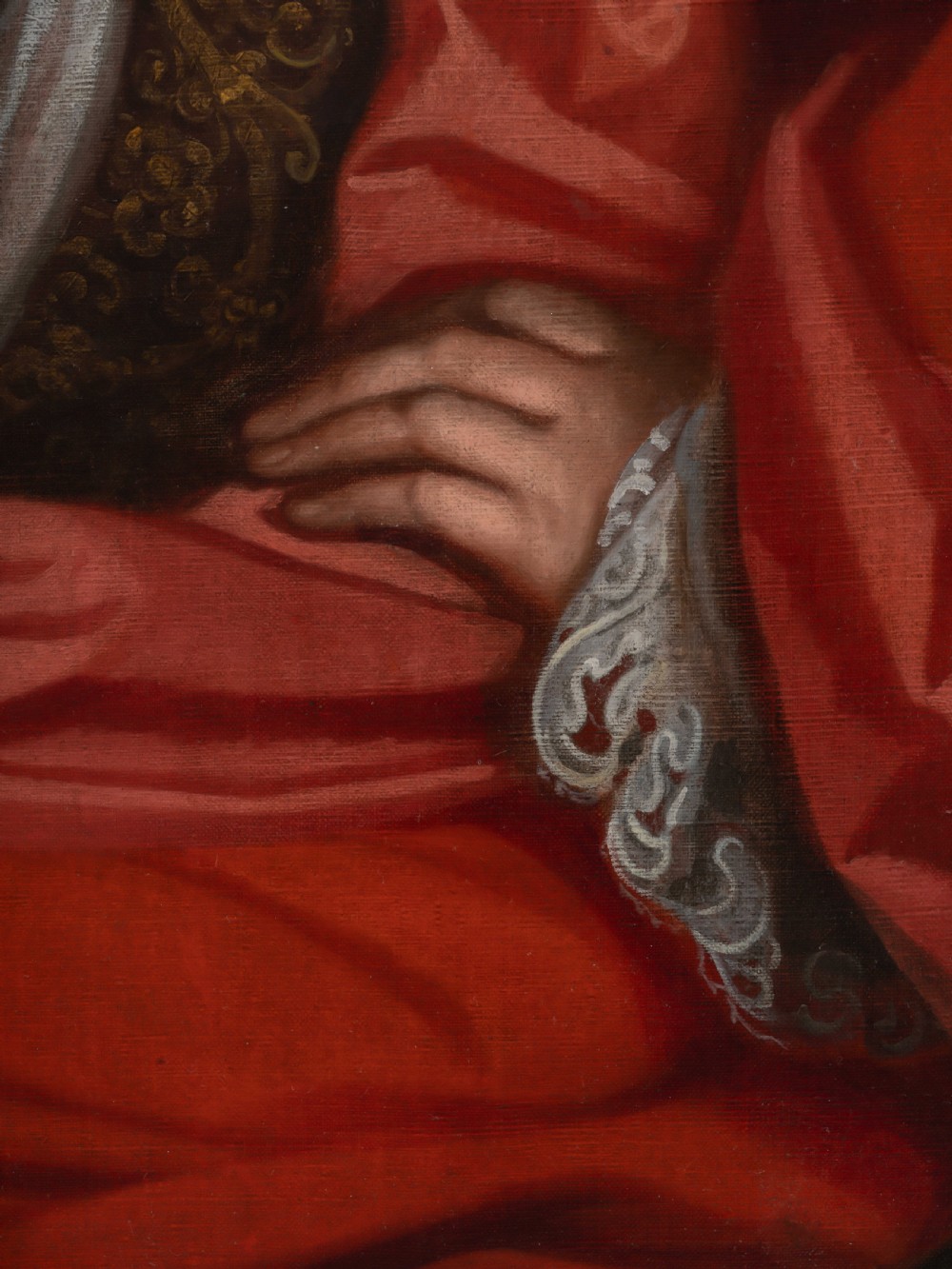 Portrait of a Gentleman in Scarlet Robes on a Porch Holding Flowers c.1675; Attributed to John Greenhill (c.1642-1676), Oil on canvas View V