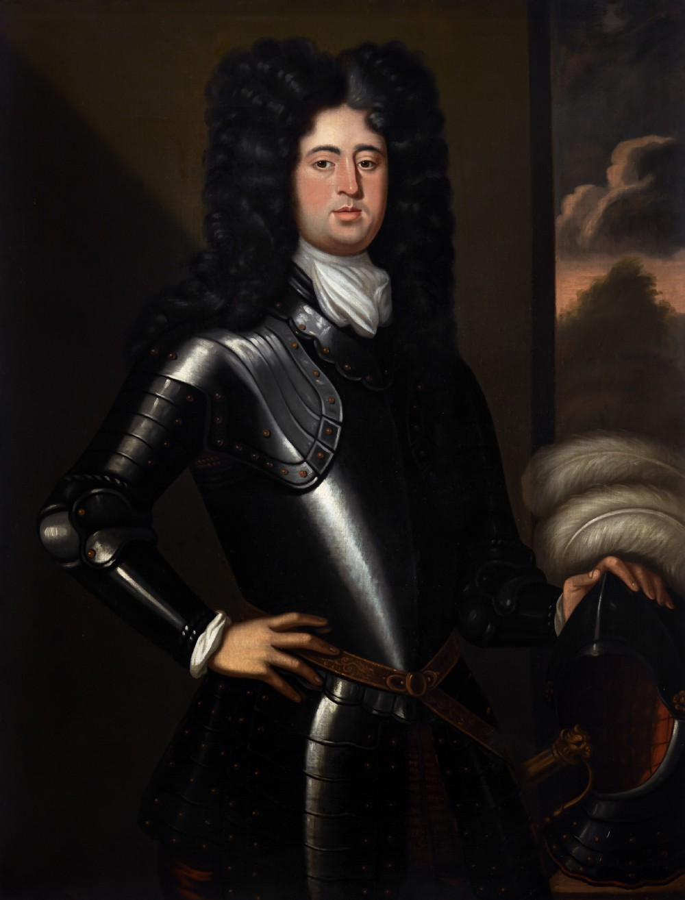 Portrait of a Gentleman in Armour beside a Table with Helmut c.1685; Follower of Johann Kerseboom (d.1708), Oil on canvas painting View VI