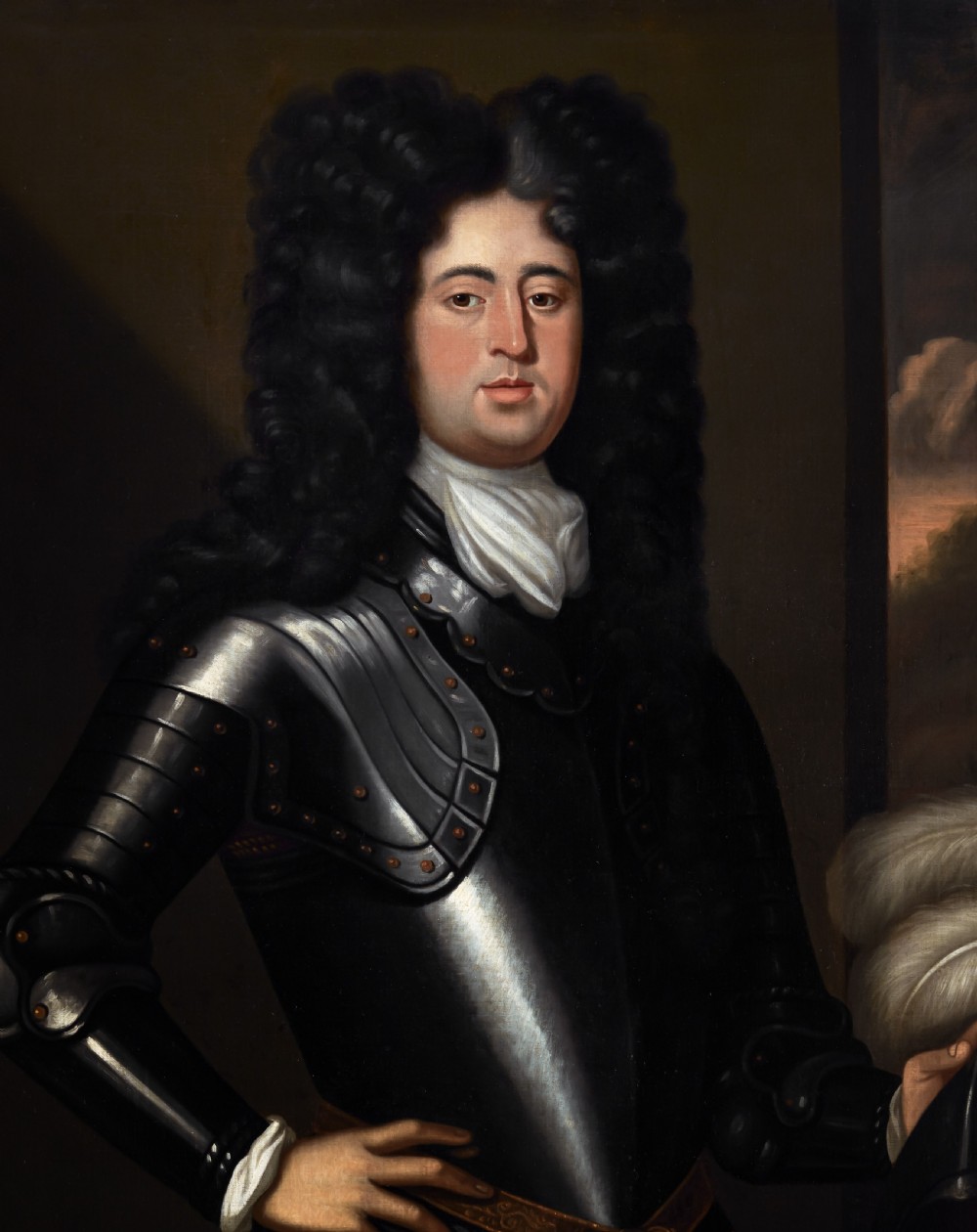 Portrait of a Gentleman in Armour beside a Table with Helmut c.1685; Follower of Johann Kerseboom (d.1708), Oil on canvas painting View VIII
