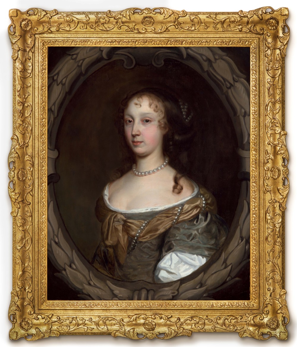 Portrait of a Lady in a Green Dress & Pearl Jewellery c.1660; Studio of John Michael Wright (1617-1694), Oil on canvas painting