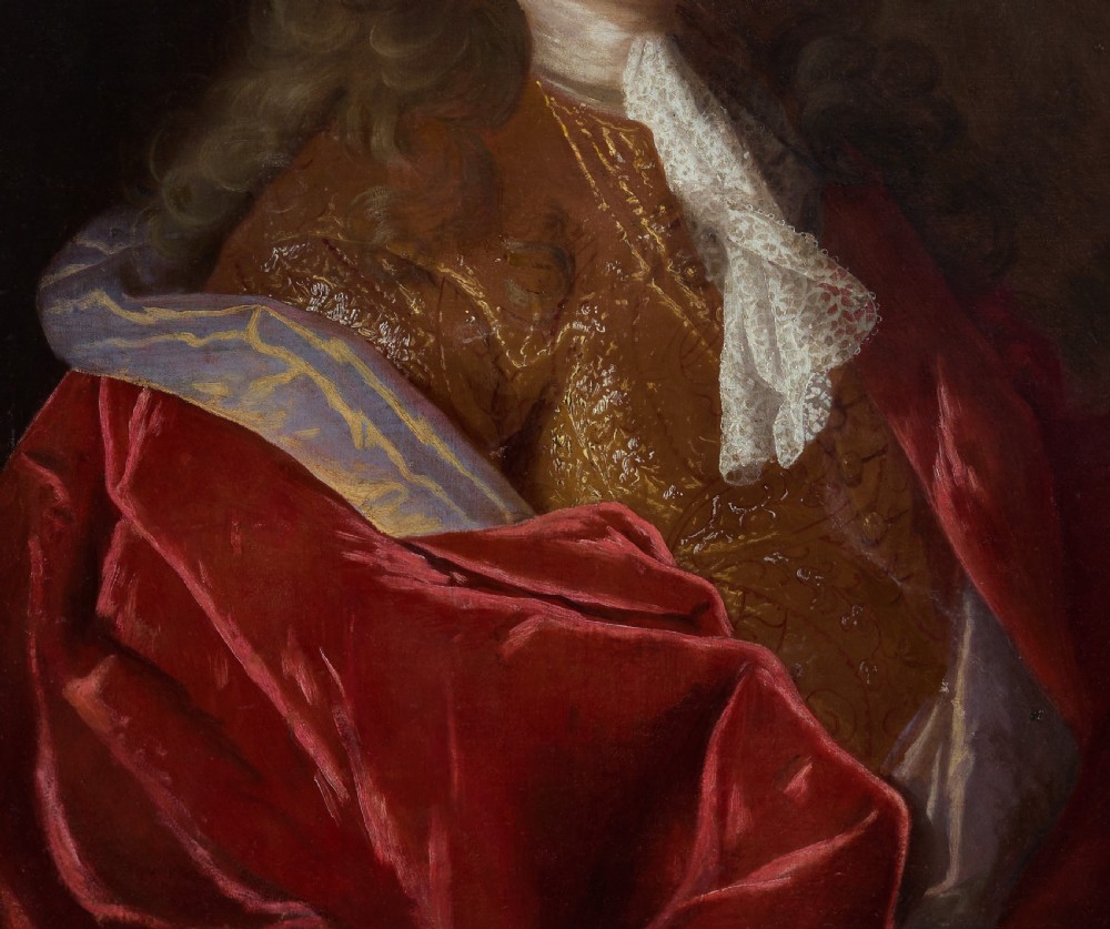 Portrait of a Lady & Portrait of Gentleman in Velvet & Silk Attire c.1700; Circle of Nicolas de Largilliere (1656-1746), Oil on canvas View XII