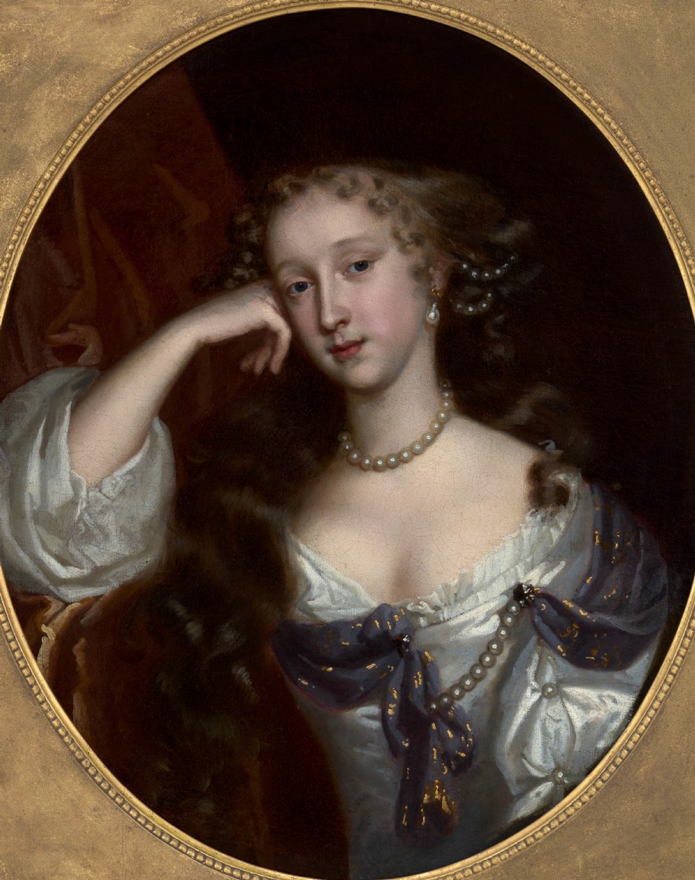 Portrait of a Lady, Elizabeth Fane, Countess Westmoreland in Silver Dress c.1667; Circle of John Michael Wright (1617-94), Oil on canvas painting View VI