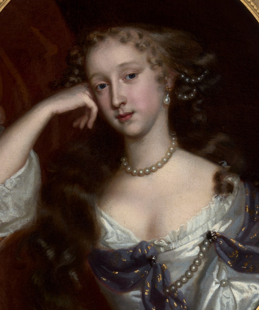 Portrait of a Lady, Elizabeth Fane, Countess Westmoreland in Silver Dress c.1667; Circle of John Michael Wright (1617-94), Oil on canvas painting View VII