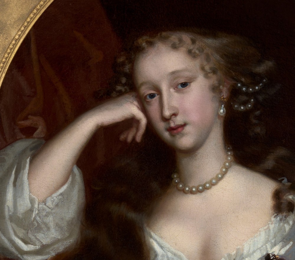 Portrait of a Lady, Elizabeth Fane, Countess Westmoreland in Silver Dress c.1667; Circle of John Michael Wright (1617-94), Oil on canvas painting View VIII