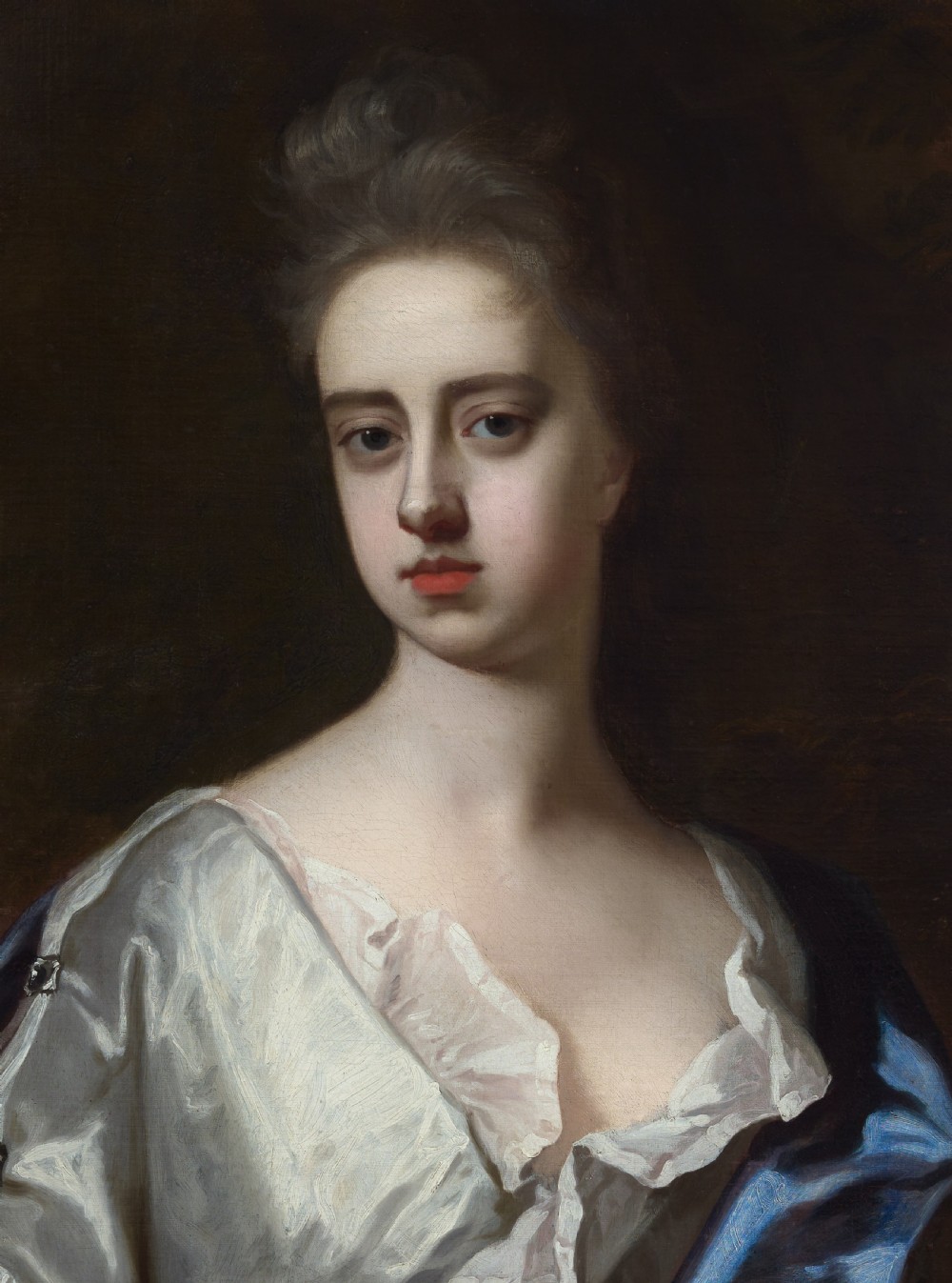 Portrait of a Lady in White Dress and Blue Mantle, Frances Lady Berkeley c.1695; By Michael Dahl (1659-1743), Oil on canvas painting View V