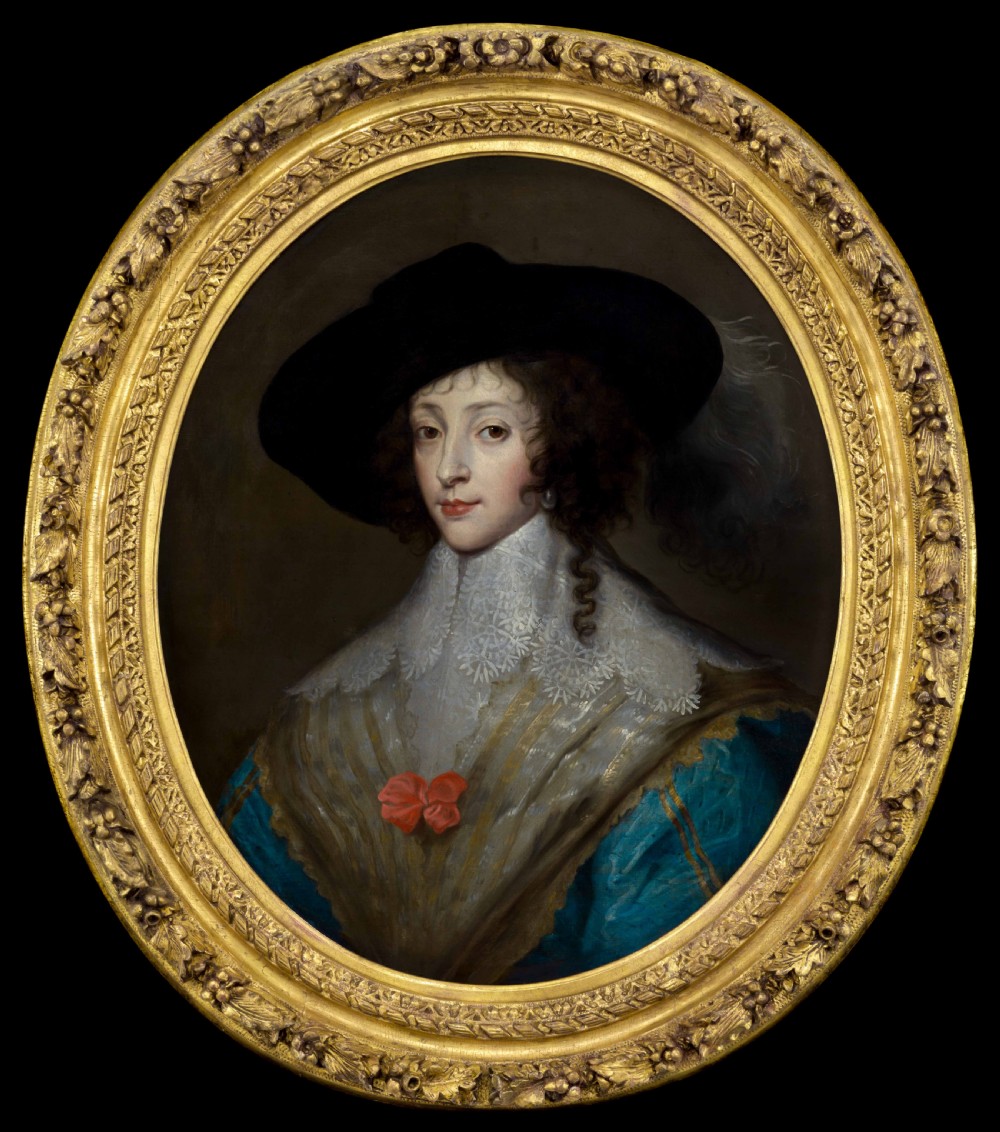 Portrait of a Lady, Queen Henrietta Maria in Riding Dress and Hat c.1640; Studio of Sir Anthony van Dyck (1599-1641), oil on canvas painting