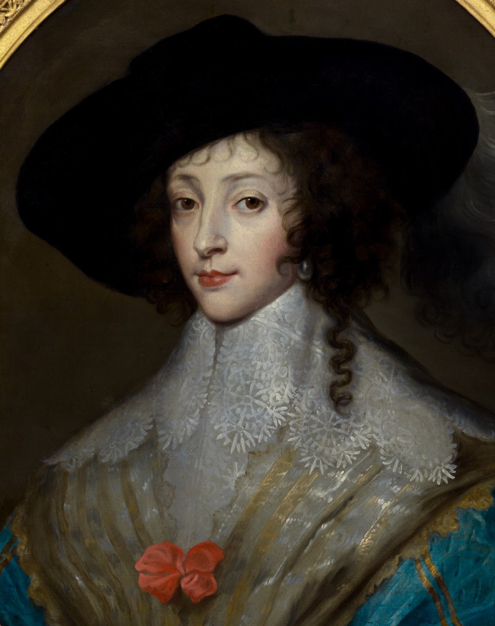 Portrait of a Lady, Queen Henrietta Maria in Riding Dress and Hat c.1640; Studio of Sir Anthony van Dyck (1599-1641), oil on canvas painting View VII