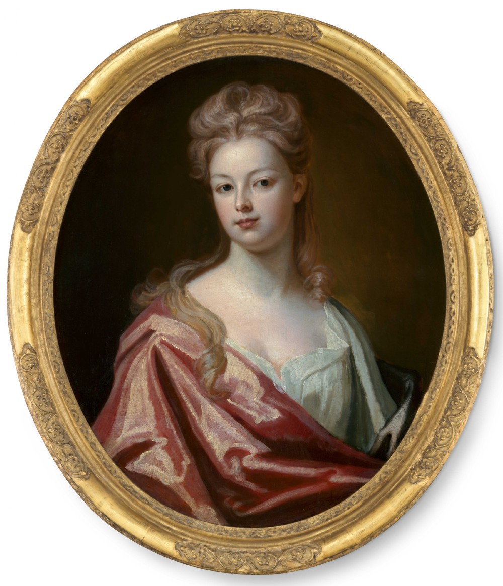 Portrait of a Lady, Elizabeth Wray in a Silk Dress & Pink Wrap c.1698; Circle of Michael Dahl, Oil on canvas 