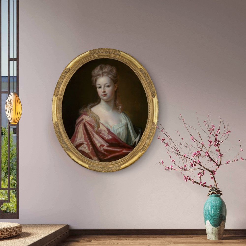 Portrait of a Lady, Elizabeth Wray in a Silk Dress & Pink Wrap c.1698; Circle of Michael Dahl, Oil on canvas  View II
