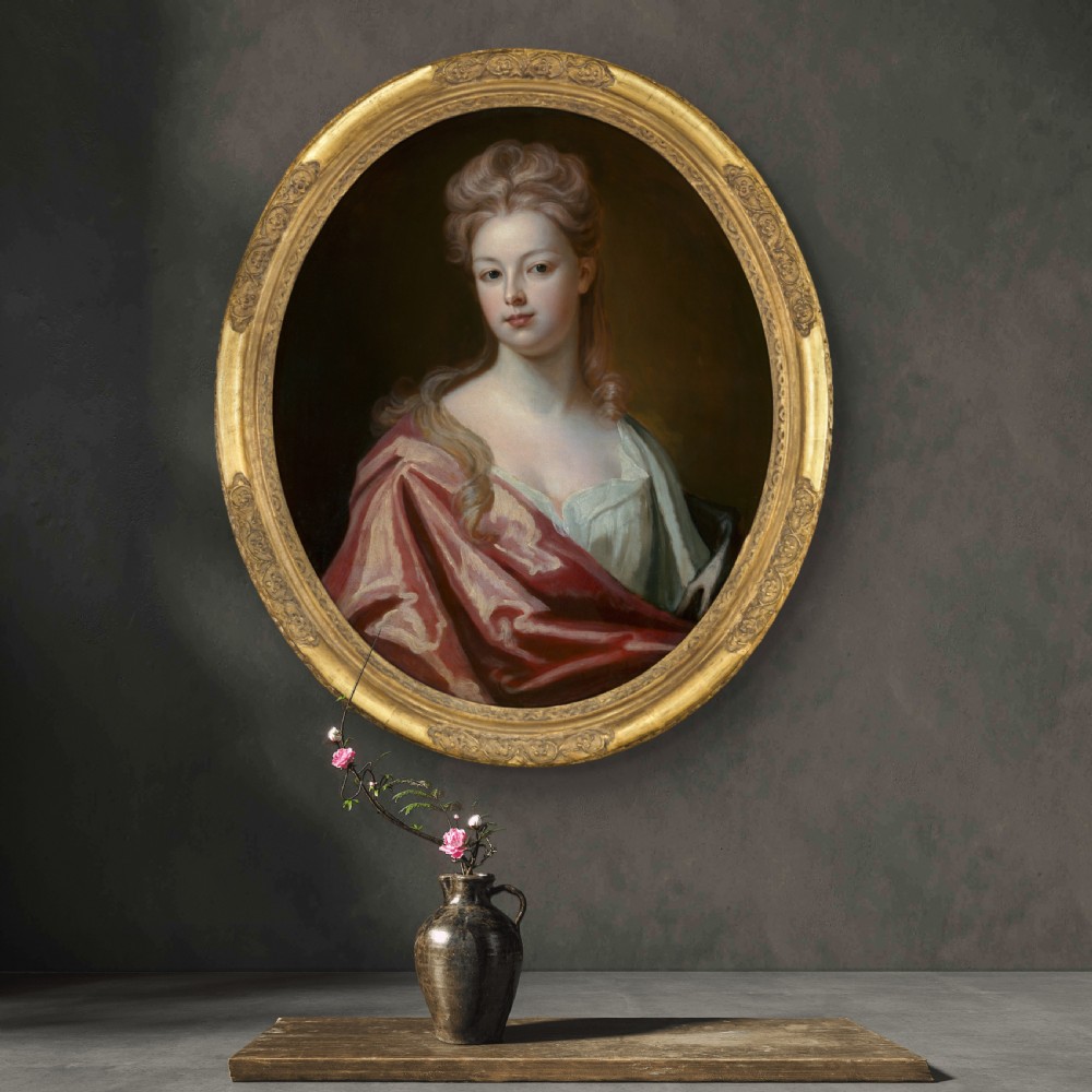 Portrait of a Lady, Elizabeth Wray in a Silk Dress & Pink Wrap c.1698; Circle of Michael Dahl, Oil on canvas  View IV